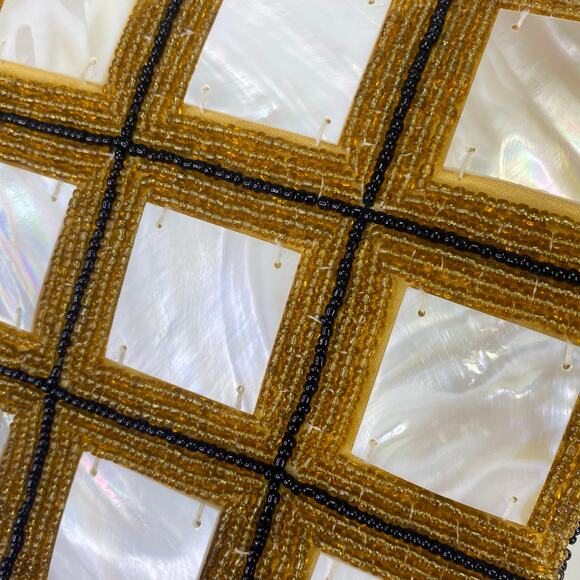 Vtg Y2K Mod By Design Mother of Pearl & Beaded Clutch Art Deco Evening Wristlet - Picture 7 of 8